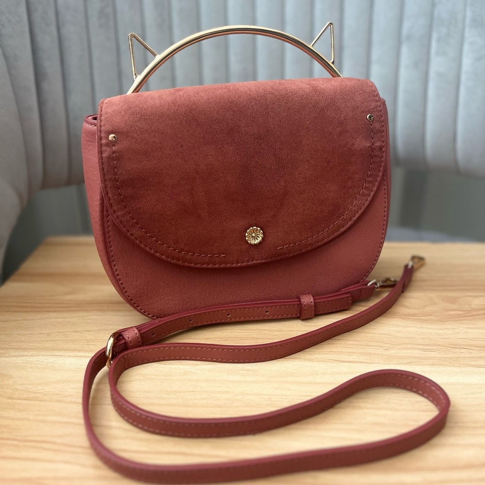 Pink Cat Bag with cat ears, with strap crossbody included